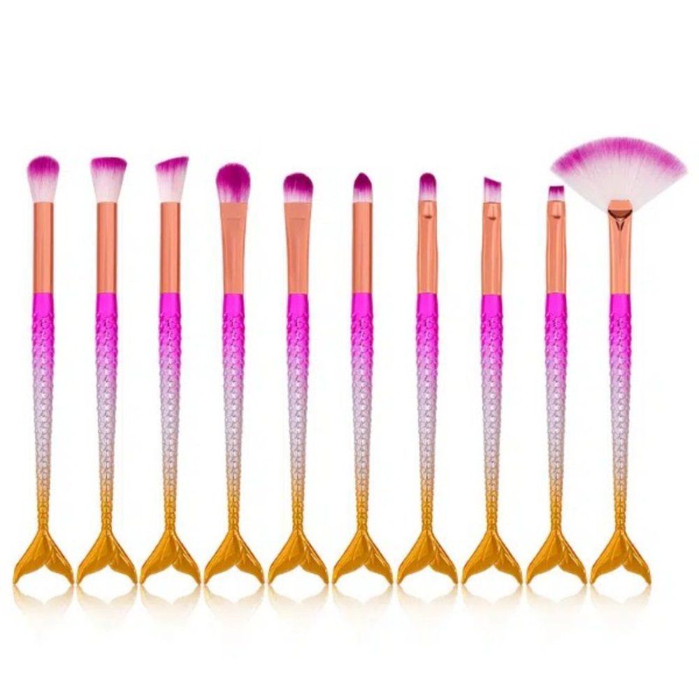 10 Pcs Mermaid Eye Makeup Brushes Set